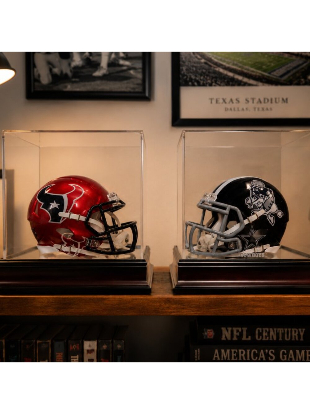 Fanatics NFL Mini Helmet Display Case Lot Texans Cowboys Acrylic Mirror Back Mah
